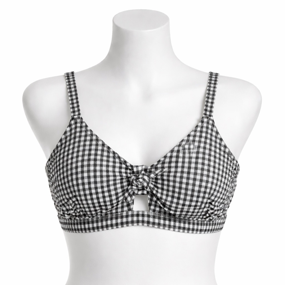 Size 18W Xhilaration Women’s Plus‎ Black White Gingham Bikini Top